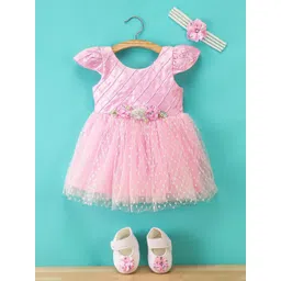 Enfance Girls Self Design Net Fit & Flare Dress-picture-36