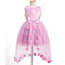Enfance Sleeveless Floral & Bow Applique Detailed Tailback Knee Length Dress - Pink-picture-15