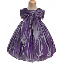 Enfance Sleeveless Stone Embellished Bow Applique Detailed Knee Length Dress - Purple-picture-19