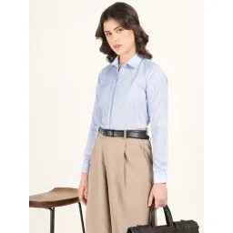 English Navy Blue & White Cotton Striped Shirt-picture-29