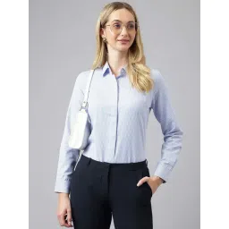 English Navy Blue & White Regular Fit Striped Shirt-picture-47