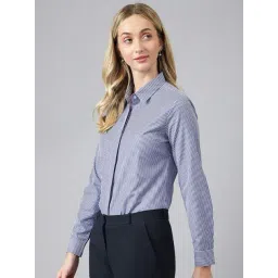 English Navy Blue & White Regular Fit Striped Shirt-picture-42