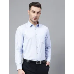 English Navy Blue Blended Slim Fit Formal Shirt-picture-11