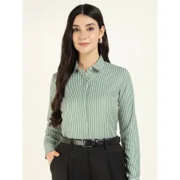 English Navy Green Regular Fit Striped Shirt-picture-44