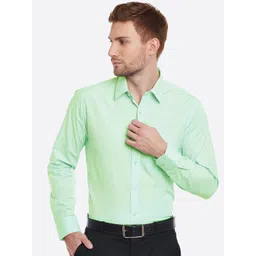 English Navy Men Green Slim Fit Solid Formal Shirt-picture-18