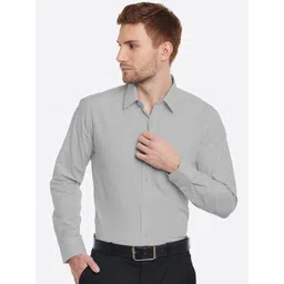 English Navy Men Grey Slim Fit Solid Formal Shirt-picture-10