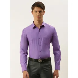 English Navy Men Purple Slim Fit Solid Formal Shirt-picture-33