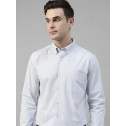 English Navy White Pure Cotton Slim Fit Formal Shirt-picture-15