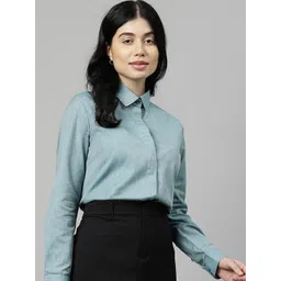 english navy Women Regular Fit Self Design Spread Collar Formal Shirt-picture-39