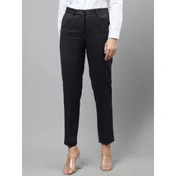 English Navy Women Sharp Slim Fit High-Rise Trousers-picture-30