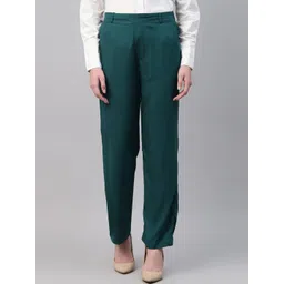 English Navy Women Slim Fit High-Rise Plain Formal Trousers Trouser-picture-29