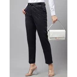 English Navy Women Slim Fit Wrinkle Free Trousers-picture-21