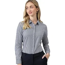 english navy Women's Striped Regular Fit Shirt-picture-12