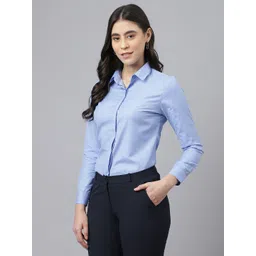 english navy Women Regular Fit Solid Spread Collar Casual Shirt image 2