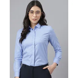 english navy Women Regular Fit Solid Spread Collar Casual Shirt image 1