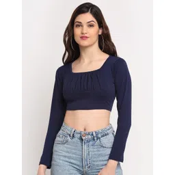 Enmozz Women Square Neck Fitted Crop Top-picture-10
