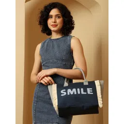 ENSAC Blue & White Solid Shopper Buckle Detail Handheld Bag-picture-32