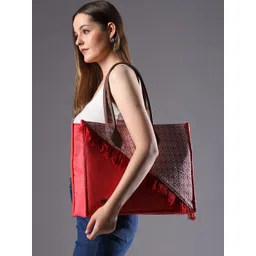 ENSAC Women Colourblocked Shopper Cotton Tote Bag-picture-21