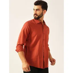 ENSPYR Men Maroon Cotton Solid Spread Collar Regular Fit Casual Shirts-picture-27