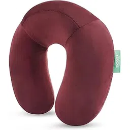 EOXO Memory Foam Travel Neck Pillow Cushion for Flight, Car & Office | U-Shaped Headrest with Soft Velvet Cover | Portable & Ergonomic Design (Wine)-picture-30