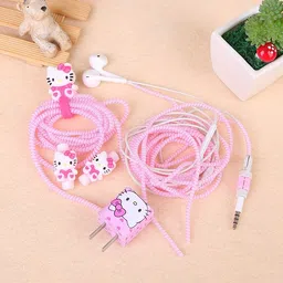 Epaal 8-in-1 Kitty Pink Spiral USB and Earphone Cable Protectors Winder, Sticker, Clips, Organizer Clip Earphone Cable Organizer-picture-25