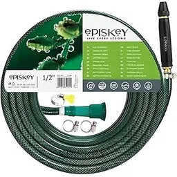 EPISKEY Heavy Duty Expandable Garden Hose Flexible Water Pipe with Double Latex Core Stainless Metal Nozzle Water Spray Gun Braided Outer Layer Small No Kink Hose (Multicoloured) (10M_BLCK)-picture-11