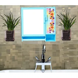 Blue SMALL DOUBLE DOOR Mirror Storage Wall Cabinet for Bathroom Home Organiser SKY BLUE COLOR, Wall Hung Box with Mirror, SMALL SIZE, Multiuse Multipurpose Shelf Bracket-image-8