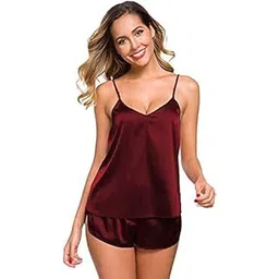 ERAD Satin Women's Short Night Suit – Cozy and Stylish Sleepwear in Rich Coffee Color for a Relaxing Night-image-15