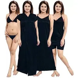 ERAD Women’s Satin Night Dress Multicolor Pack of 1 - Includes 6 Accessories for Complete Comfort and Style-image-14