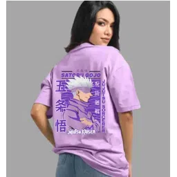 eragon fashion Women Printed Round Neck Cotton Blend Purple T-Shirt-picture-12