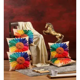 eric london Multicolor Jute Floral 16x16 inches Cushion Covers (Pack of 5)-picture-18