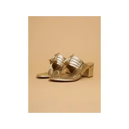 Eridani Eshika Braided Kolhapuri Heels Gold-picture-22