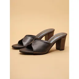ERIDANI Ina Textured Open Back Round Toe Block Sandals-picture-12