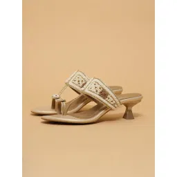 Eridani Leela Gold Kolhapuri Sandals Heels-picture-28