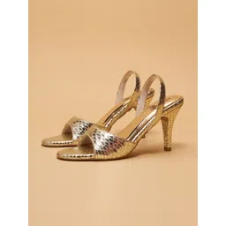 ERIDANI Textured Party Stiletto Sandals with Buckles-picture-10