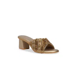 ERIDANI Women Embellished Ethnic Block Sandals image 2