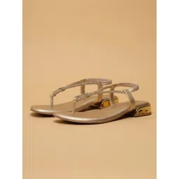 ERIDANI Women Embellished Ethnic T-Strap Flats-picture-23