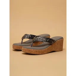 ERIDANI Women Ethnic Embellished Wedge Heels Sandals-picture-36