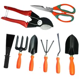 erin Garden Tool sets combo pack of 8 pcs ( Garden Tool Kit with Double cut, Multipurposes Scissor for garden & kitchen and Khurpa 2 Inches ) Garden Tool Kit-picture-17