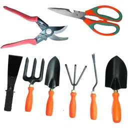 Gardening Tool sets combo pack of 8 pcs ( German Style Cutter, Multipurposes scissor for garden & kitchen with Khurpa 2 Inches ) Garden Tool Kit-image-5