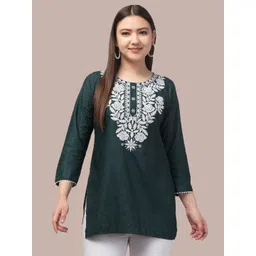 ERUDITE CLUB Floral Embroidered Flared Sleeves Kurti-picture-34