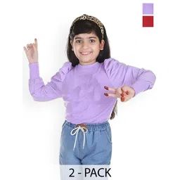 ERUDITE CLUB Girls Pack of 2 Puff Sleeve Tops-picture-38