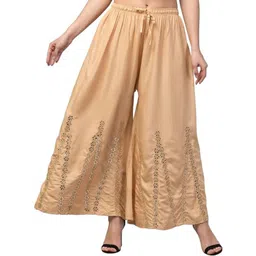 ERUDITE CLUB Women Embroidered Mrror Work Flared Ethnic Palazzos-picture-25