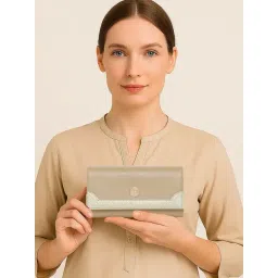 Esbeda Beige Color Block Small Wallet-picture-31