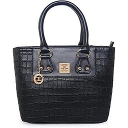 esbeda Black Color Solid Pattern Croco Small Size Handbag For Women-picture-37