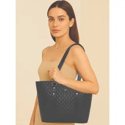 ESBEDA Black Colour Quilted Classic Pattern Tote Bag For Women image 1