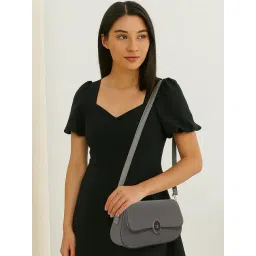 Esbeda Black Sandstone Textured Medium Shoulder Bag-picture-11