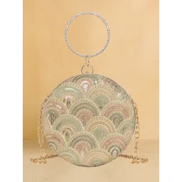 Esbeda Golden Aurora Embroidered Small Round Clutch-picture-41