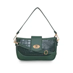 Esbeda Green Croco Textured Medium Cross Body Bag-picture-46