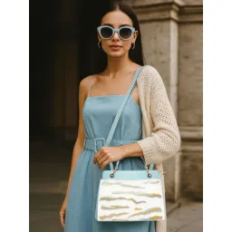 Esbeda Light Blue Embroidered Medium Satchel-picture-23